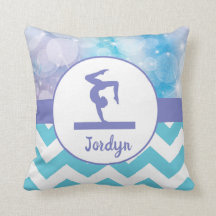 Purple Teal Aqua Gymnastics Throw Pillow