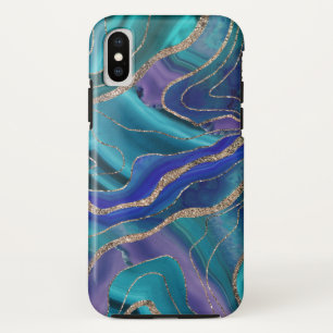Purple Teal Blue Galaxy Nebula Agate Glitter #1 Case-Mate iPhone Case