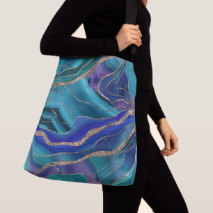 Purple Teal Blue Galaxy Nebula Agate Glitter #1 Crossbody Bag