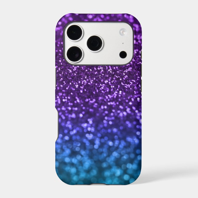 Purple Teal Blue Ombre Glitter Bokeh (Back)