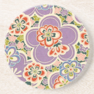 Purple, Teal, Blue, Red, Green & White Flowers Coaster