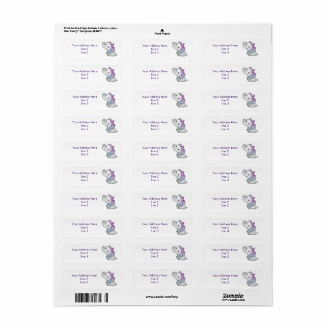 Purple Teal Elephant, Peanut Address Labels (Full Sheet)