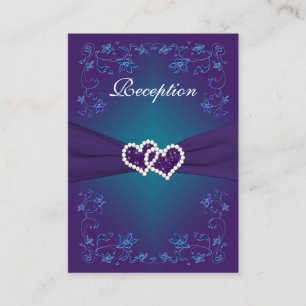 Purple Teal Floral Hearts Reception Enclosure Card