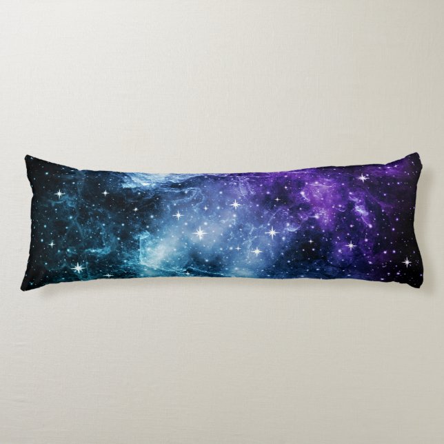 Purple Teal Galaxy Nebula Dream #1 Body Pillow (Front)