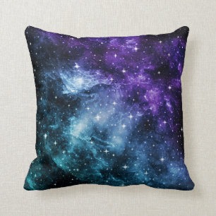 Purple Teal Galaxy Nebula Dream #1 Throw Pillow