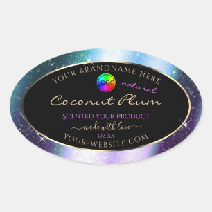 Purple Teal Glitter Frame Product Label with Logo