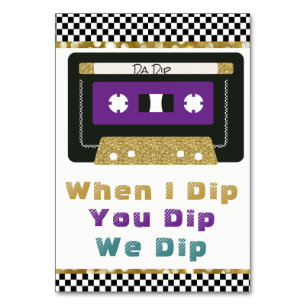 Purple Teal Gold 80's Retro Cassette Dip Sign Table Number