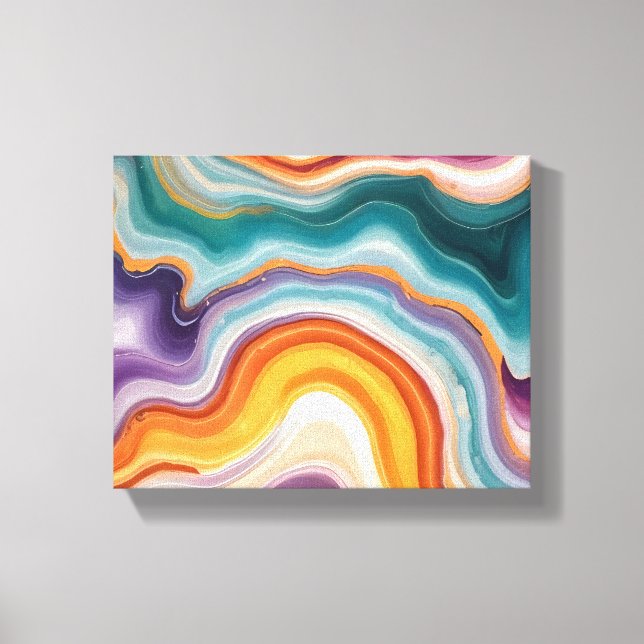 Purple, Teal & Gold Agate Canvas Print (Front)