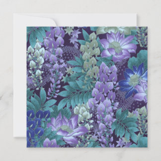 Purple & Teal Jungle Flowers Invitation