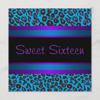Purple Teal Leopard Sweet 16 Birthday Party