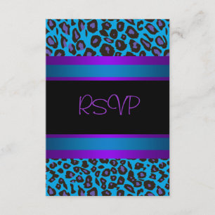 Purple Teal Leopard Sweet 16 Birthday Party RSVP Card