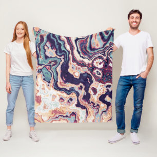 Purple Teal Marble Geode Fusion Fleece Blanket