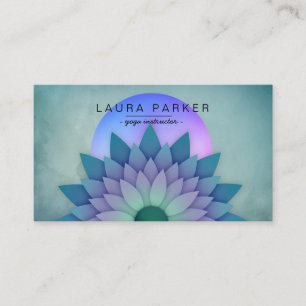 Purple Teal Meditation Holistic Lotus Flower Yoga Business Card