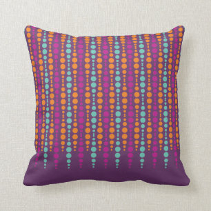 Purple, Teal, Orange Vertical Dot Pattern Throw Pillow