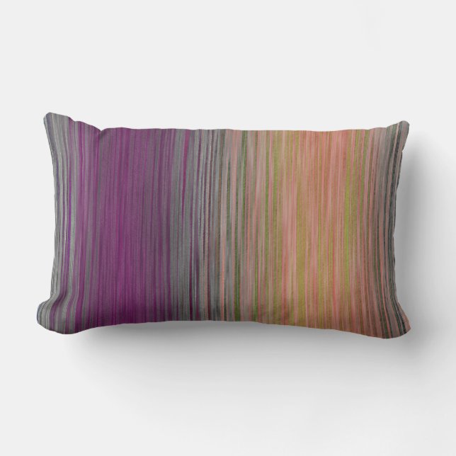 Purple Teal Peach Blended Stripes Lumbar Pillow (Front)