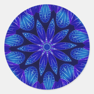 Purple & Teal Petals Mandala Classic Round Sticker