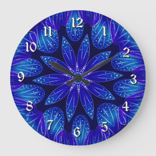 Purple & Teal Petals Mandala Large Clock