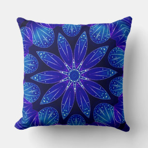Purple & Teal Petals Mandala Throw Pillow
