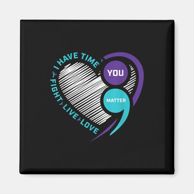 Purple Teal Suicide Awareness Shirts Semi Colon Yo Magnet (Front)