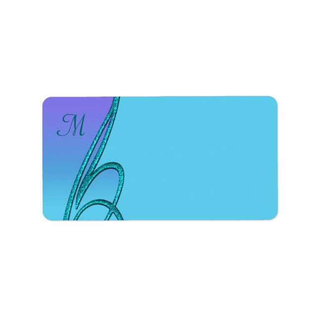 Purple Teal Swirl Monogram Address Labels (Front)