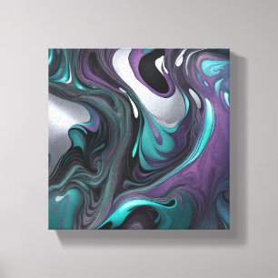 Purple Teal Swirls Art Abstract Canvas Print