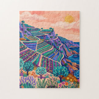 Purple Teal Vineyard Terrace Puzzle