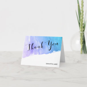 Purple Teal Watercolor Bat Mitzvah Thank You