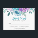 Purple Teal Watercolor Floral Bat Mitzvah RSVP<br><div class="desc">Beautiful watercolor floral RSVP response card.</div>
