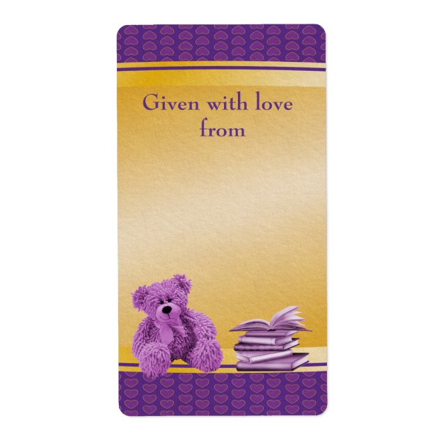 Purple Teddy Apportez un Baby shower de livre Plaq (Devant)