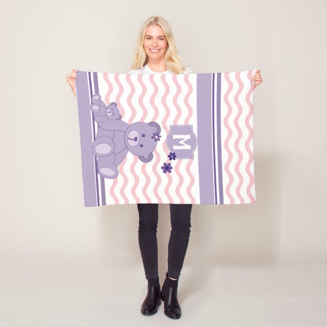 Purple Teddy Bear Design - Customize Your Own Fleece Blanket (In Situ)