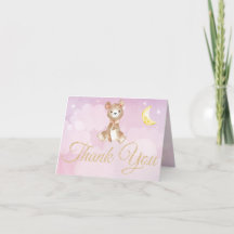 Purple Teddy Bear Girl's Baby Shower Thank You