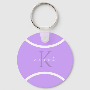 Purple Tennis Ball & Initial Monogrammed Coach     Keychain