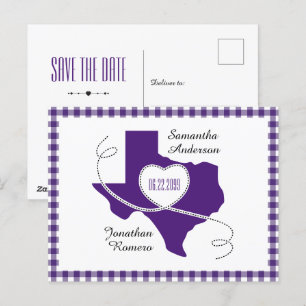 Purple Texas Curling Ribbon Save the Date Postcard