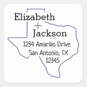 Purple Texas Silhouette Couple Address Label