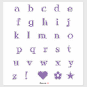 Purple Text Letters   Monogram Alphabet Stickers