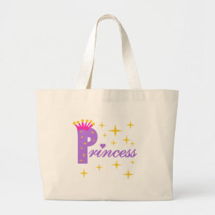 Purple Text Princess Large Tote Bag