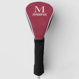 Purple Textured Leather Monogram Personalized Name Golf Head Cover