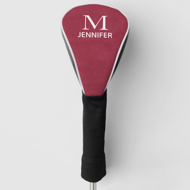 Purple Textured Leather Monogram Personalized Name Golf Head Cover (Front)