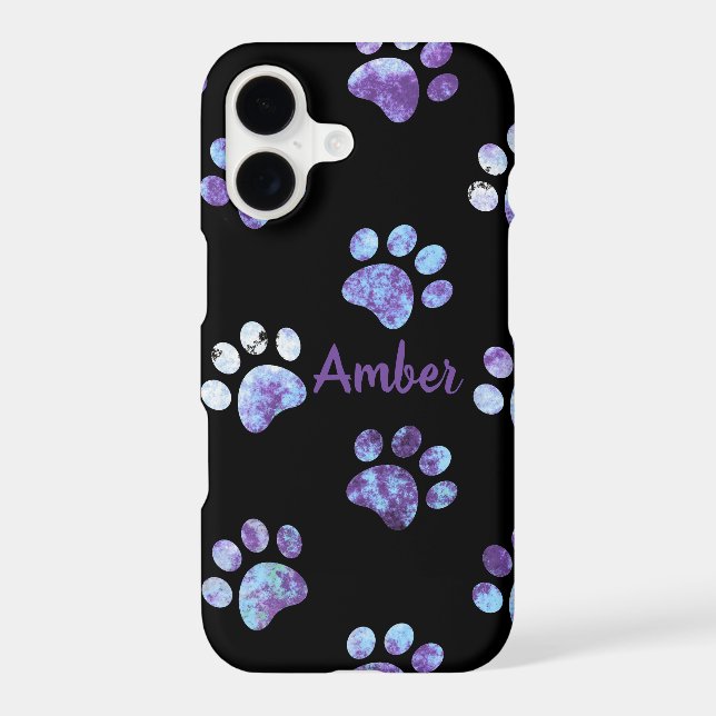 Purple Textured Paw Print Pattern Personalized (Back)
