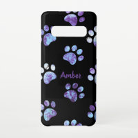 Purple Textured Paw Print Pattern Personalized