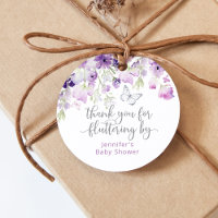 Purple thank you for fluttering by classic round