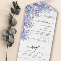 Purple Themed Foliage Wedding All In One Invitatio