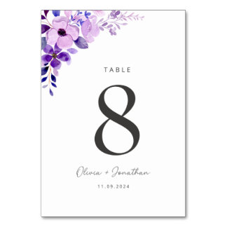 Purple Themed Wedding Table Card