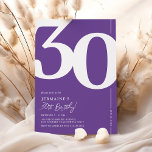 Purple Thirty 30th Birthday Party Invitation<br><div class="desc">Trendy purple 30th birthday party invitations featuring the number '30' in a large bold serif font,  and a modern invite template that is easy to personalize.</div>