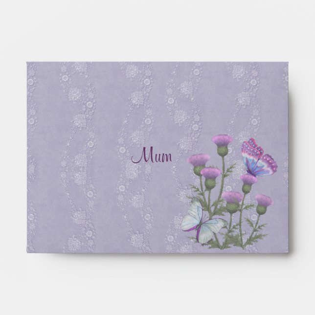 Purple Thistle Floral 2 Envelopes (Front)