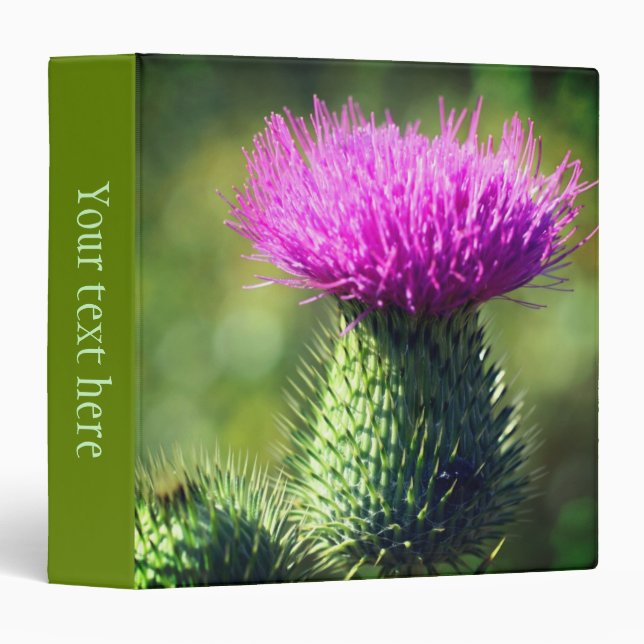 Purple Thistle Flower Close Up Personalized Binder (Front/Spine)