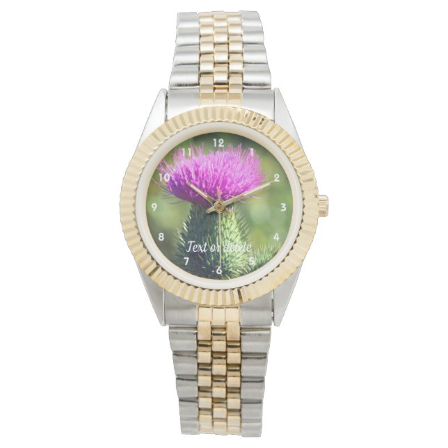 Purple Thistle Flower Personalized  Watch (Front)