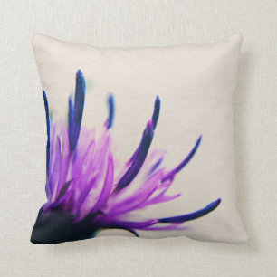 Purple Thistle Flower Petals Throw Pillow