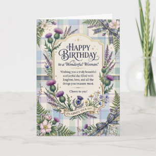 Purple Thistle Scottish Birthday Card