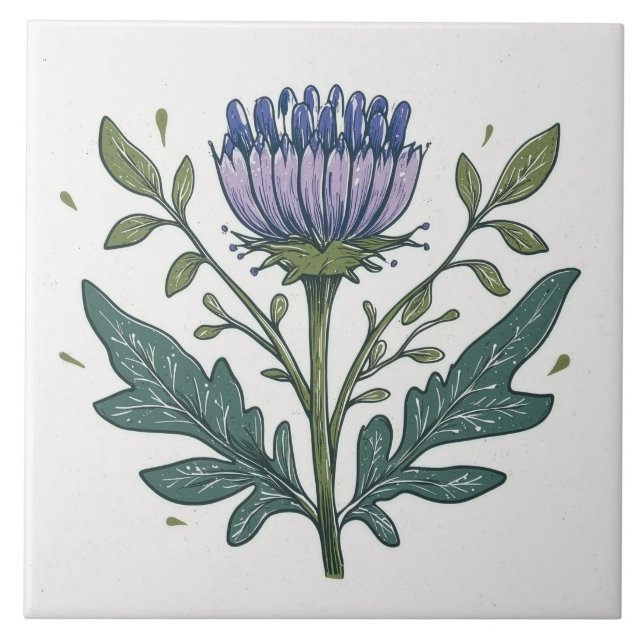 Purple Thistle  Tile (Front)